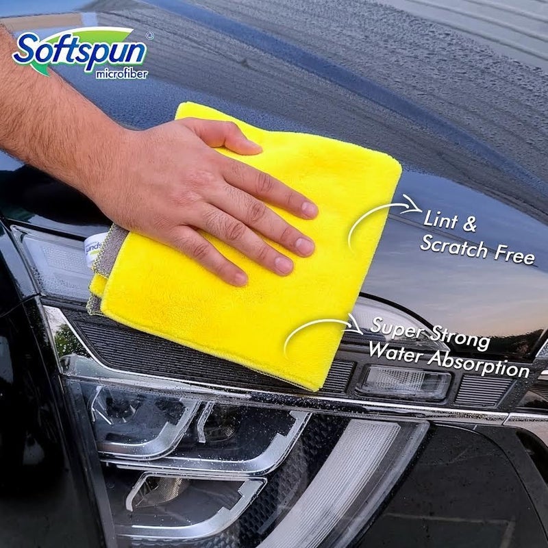 SOFTSPUN 900 GSM, Microfiber Double Layered Cloth 40x60 Cms 2 Piece Towel Set, Extra Thick Microfiber Cleaning Cloths Perfect for Bike, Auto, Cars Both Interior and Exterior.…… - Image 4