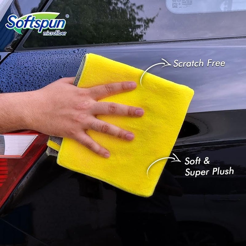 SOFTSPUN 900 GSM, Microfiber Double Layered Cloth 40x60 Cms 2 Piece Towel Set, Extra Thick Microfiber Cleaning Cloths Perfect for Bike, Auto, Cars Both Interior and Exterior.…… - Image 5
