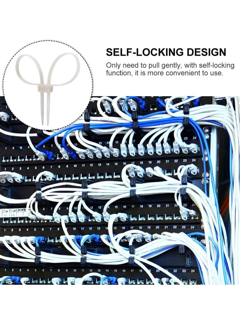 إسكدنيا أربطة كابل بلاستيكية - روابط سلكية ذات قفل ذاتي، أربطة نايلون قوية للاستخدام الداخلي والخارجي، ربطات حزام لتأمين التنظيم، باللون الأبيض، 6 قطع - Image 3