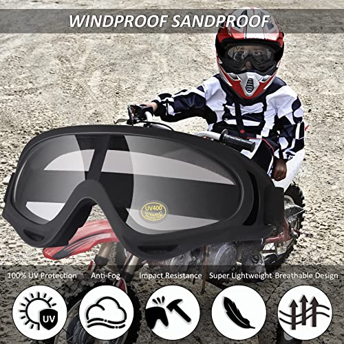 LMAVAG Clear Dirt Bike ATV Goggles Motorcycle Motocross Bike Riding UTV Off road Skiing Goggles Protective Eyewear Anti-Fog Dustproof Impact-Resistant Kids Youth Adult 2Pack/Clear - Image 3