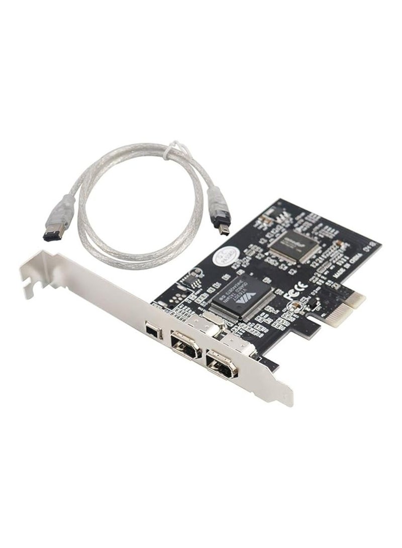 USB Tan QY 1394 PCIe FireWire 800 Adapter Card, 3 Ports (2x6-pin, 1x4-pin), Low Profile - Image 1