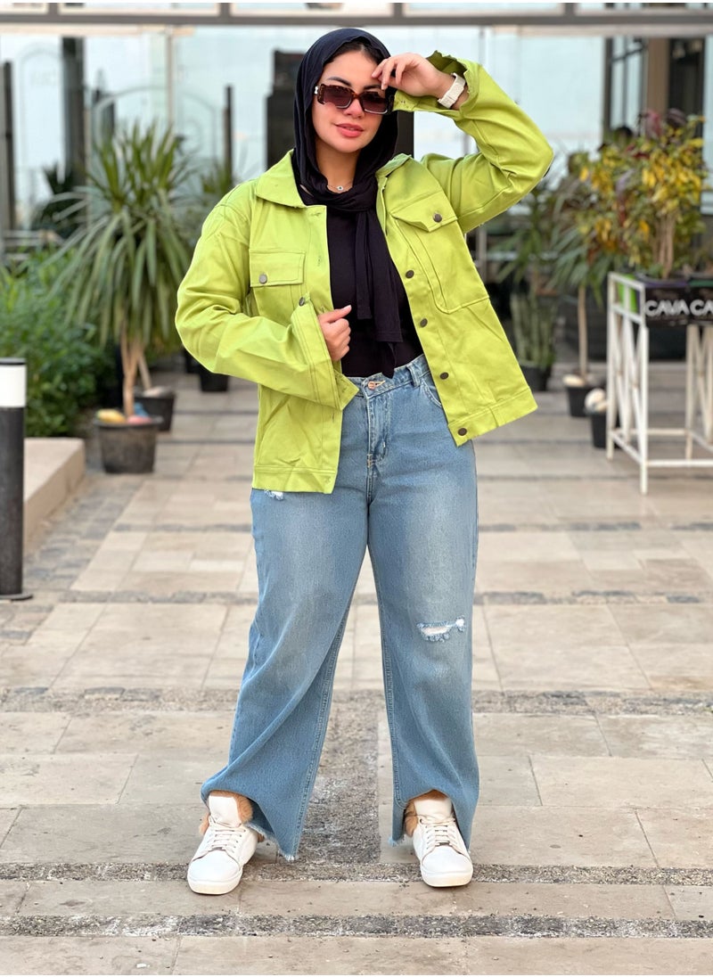 Puritopia Green Basic Women Jacket With Pockets  - Image 1