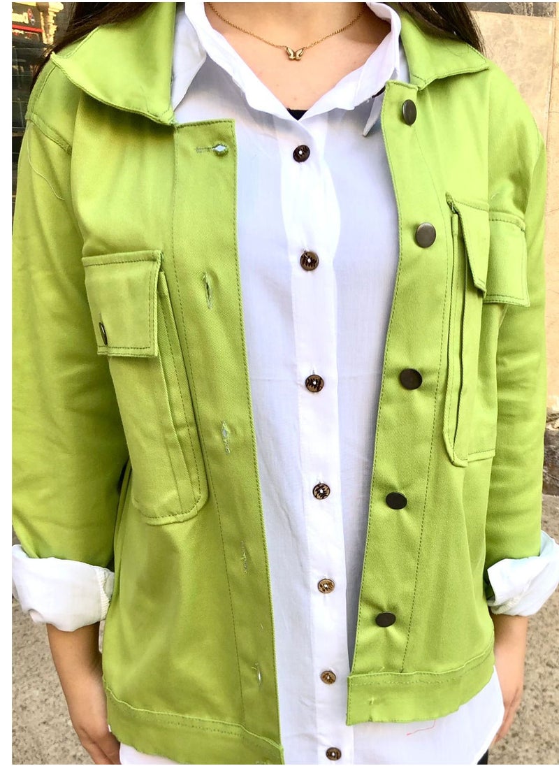 Puritopia Green Basic Women Jacket With Pockets  - Image 3