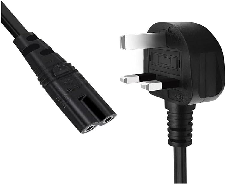 VUOH UK Plug Power Cable to IEC C7 Figure 8 2 Pin Wire for Samsung Toshiba Philips LG Sony Panasonic LED TV Box Xbox One PS4/PS5 (M1.8)