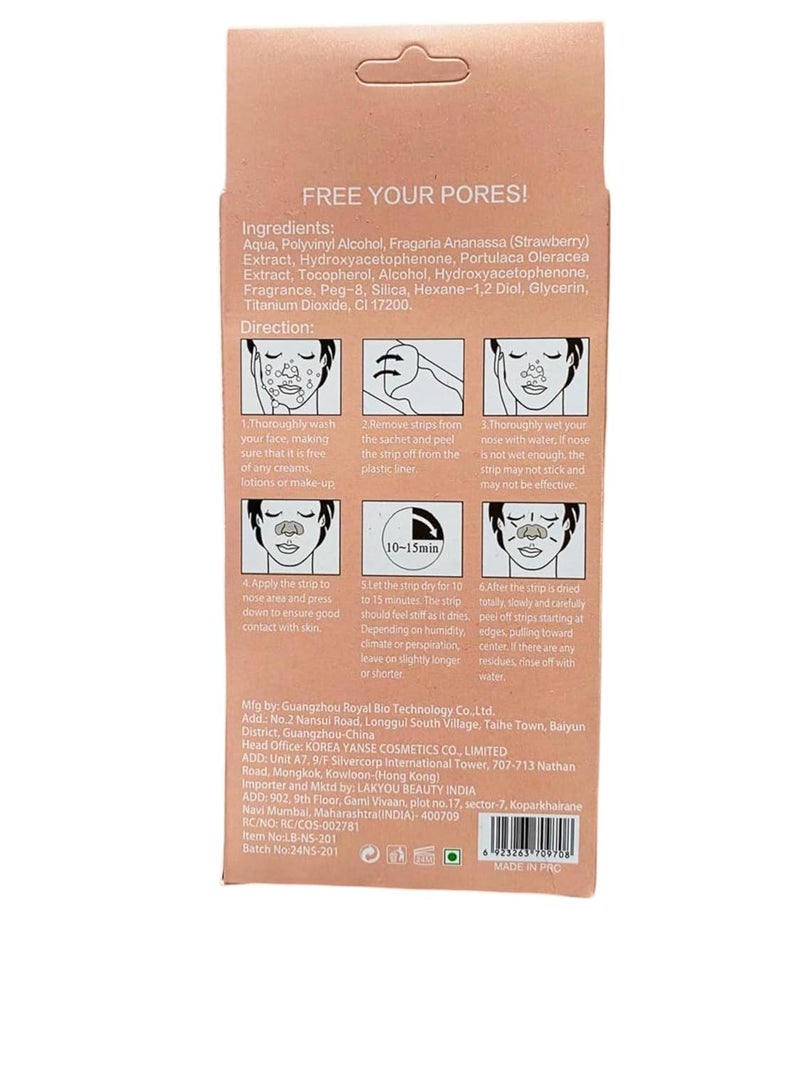 Generic Blackhead Remover Nose Strips with Charcoal Witch Hazel For Instantly Removing Black Heads White Heads Painless for Men Women Deep Cleanses Unclogs Pores 10 PCS Strawberry  - Image 2