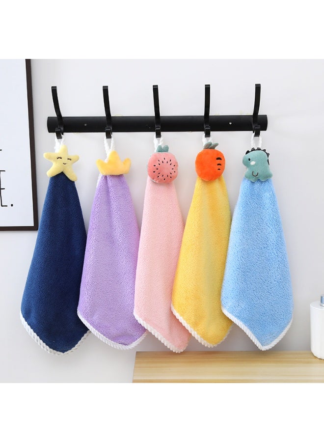 منشفة يد كرتونية متعددة الأغراض فائقة الامتصاص من الصوف المرجاني السميك، مكونة من 5 قطع، بحلقة تعليق مزدوجة الجوانب - Image 1