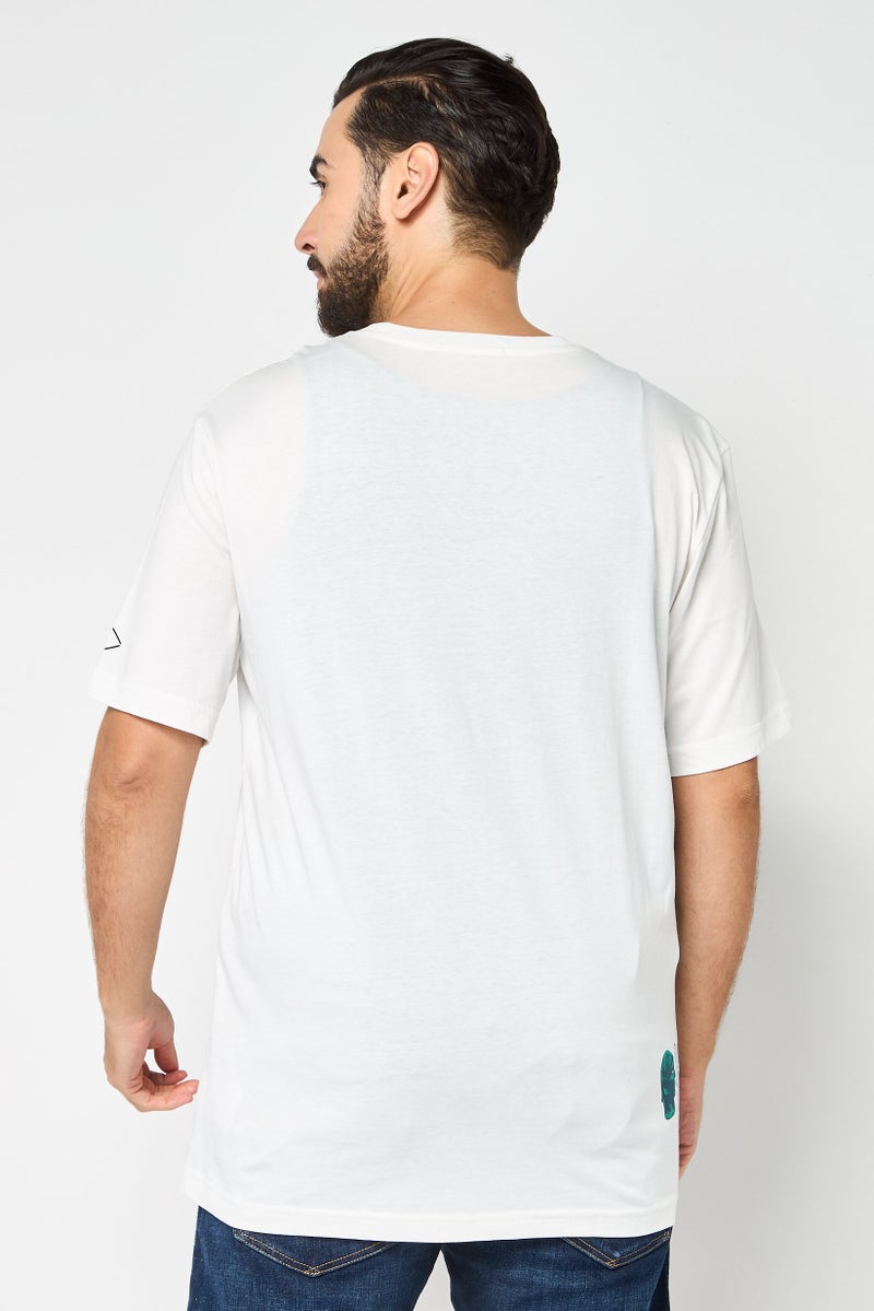 Replay Men Crew Neck Short Sleeves Graphic Print T-Shirt, White - Image 4