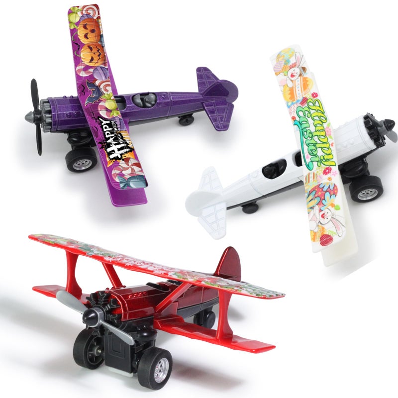 Oriate 3 Pack Die-Cast Pull Back Toy Airplane Set, Aircraft Model Toy Airplanes, Party Favor Gifts, Christmas, Halloween, Easter, Birthday, for Boy and Girl 3 Years Old and Up - Image 1