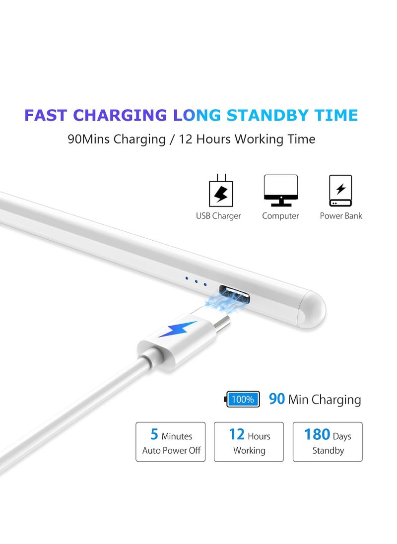 Generic - Dual Tips Replacement Stylus Pen with Palm Rejection Technology for Android Touch Screens with Palm Rejection Technology Compatible with Samsung/Huawei/Tablet/Mobile, White - Image 1