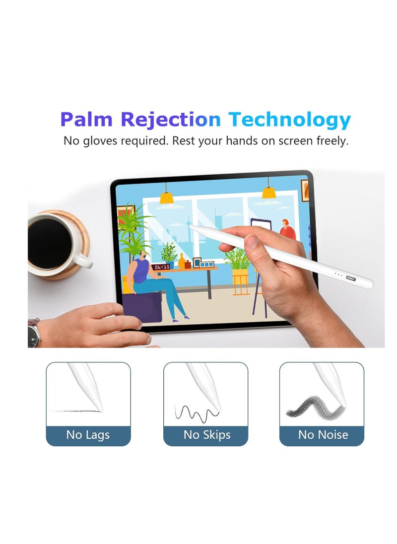 Generic - Dual Tips Replacement Stylus Pen with Palm Rejection Technology for Android Touch Screens with Palm Rejection Technology Compatible with Samsung/Huawei/Tablet/Mobile, White - Image 1