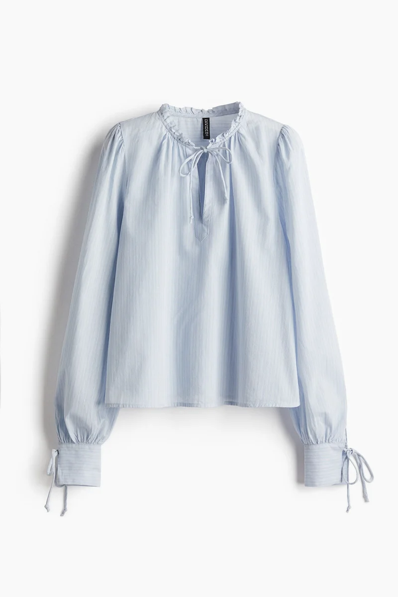 H&M Tie-Detail Cotton Blouse