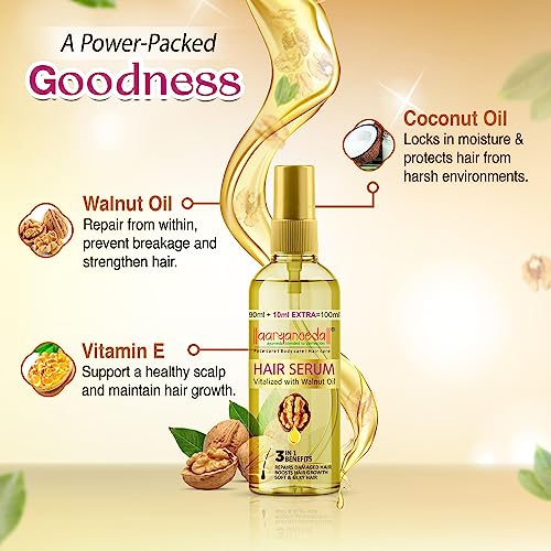 Aryanveda Hair Serum Vitalized with Walnut Oil - Serum for Hair Growth and Straightening, 45 mL (Pack of 5) - Image 4