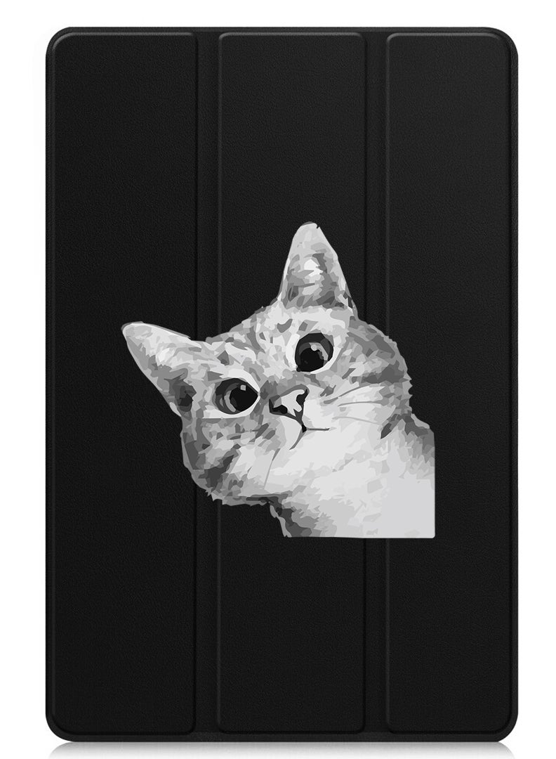 Theodor Protective Flip Case For Apple iPad Air 11 (2024) With Trifold Stand Auto Wake Sleep Shockproof Cover Cat Peep - Image 1