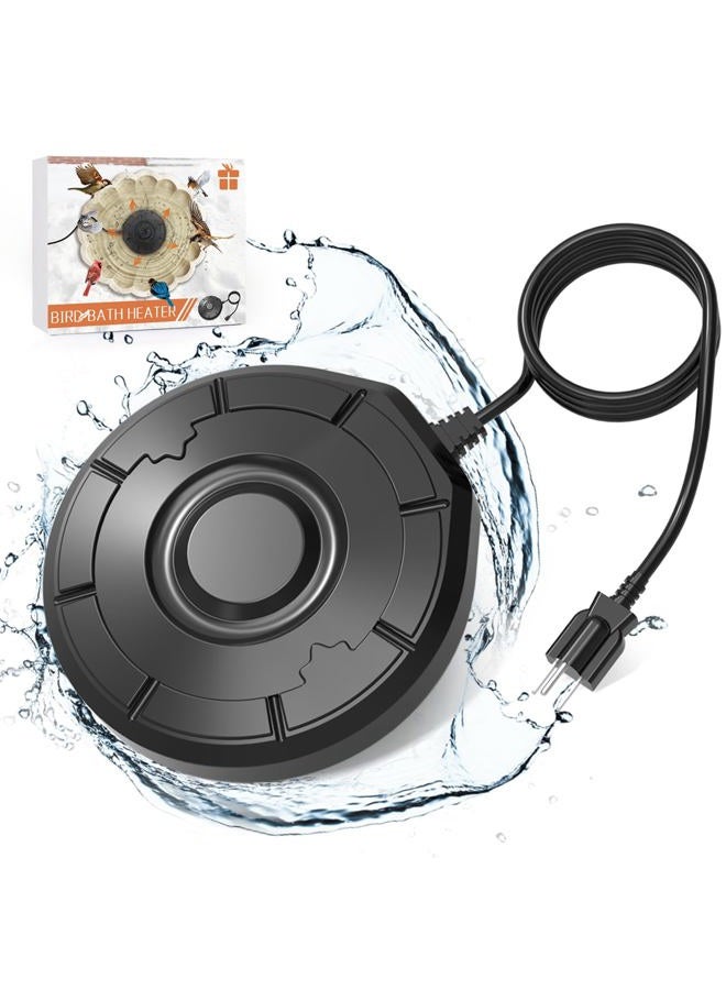 Cearktiy Bird Bath Heater,Birdbaths De-Icer,Birdbath Water Heater Deicer with Thermostatically Controlled,Heated Bird Bath Deicer Suitable for Birdbath Farm Livestock Drinking Outdoors in Winter-Black - Image 1