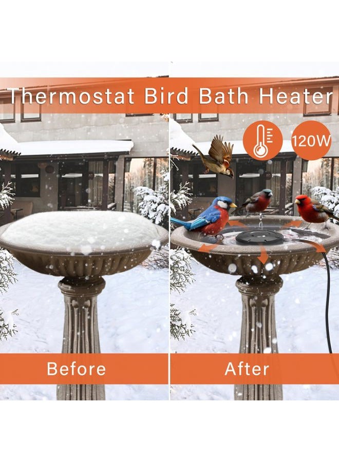 Cearktiy Bird Bath Heater,Birdbaths De-Icer,Birdbath Water Heater Deicer with Thermostatically Controlled,Heated Bird Bath Deicer Suitable for Birdbath Farm Livestock Drinking Outdoors in Winter-Black - Image 3
