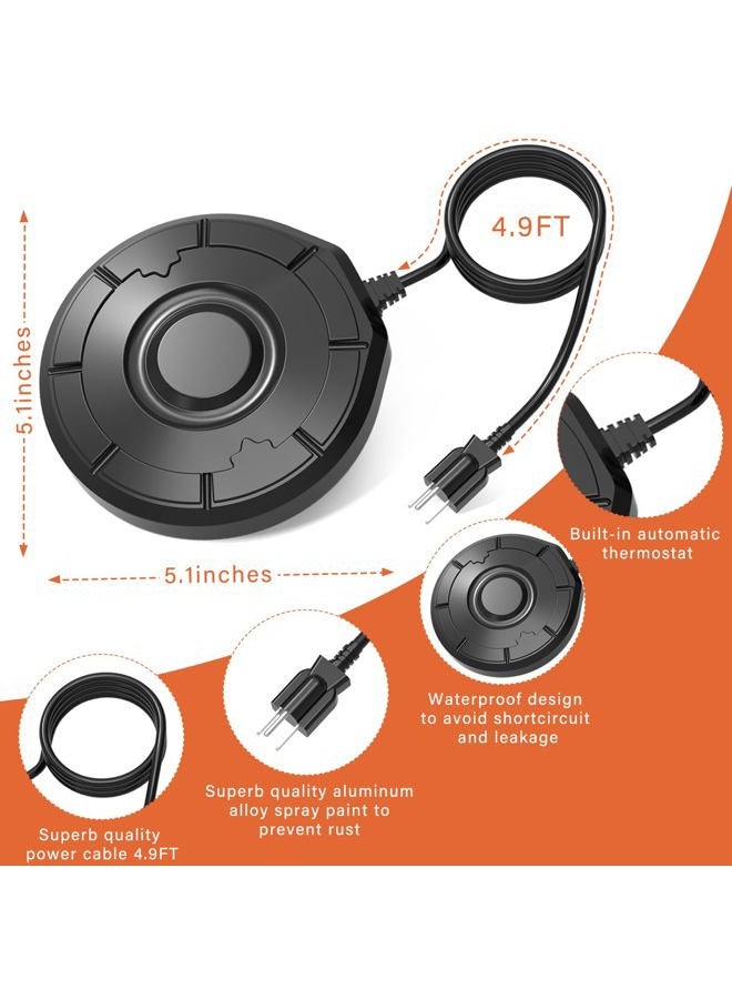 Cearktiy Bird Bath Heater,Birdbaths De-Icer,Birdbath Water Heater Deicer with Thermostatically Controlled,Heated Bird Bath Deicer Suitable for Birdbath Farm Livestock Drinking Outdoors in Winter-Black - Image 2