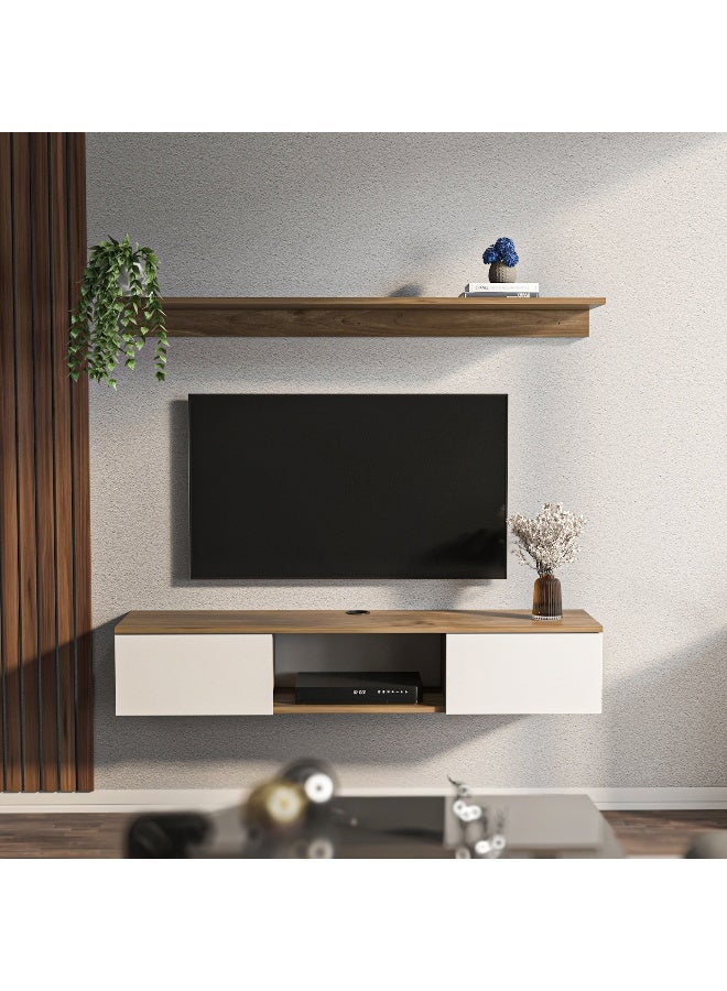 Home Box Wall Mounted TV Unit with Shelf for TVs Up to 60 Inches - Image 1