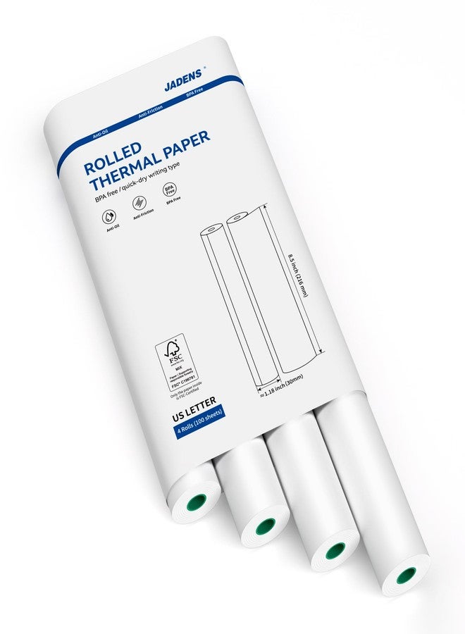 JADENS US Letter Size Quick-Dry Thermal Printer Paper 8.5''x11'', 4 Rolls, Compatible with Gloryang & JADENS PD-A4 Portable Printer - Image 1