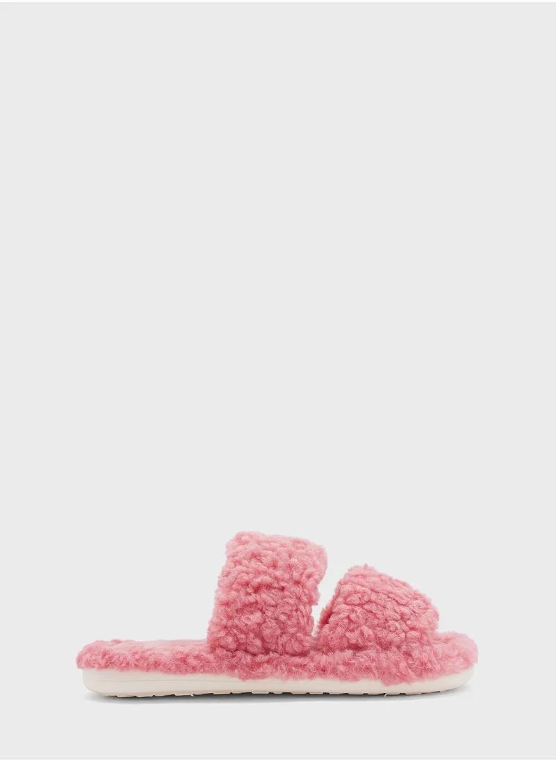 جينجر Teddy Double Strap Ladies Slipper
