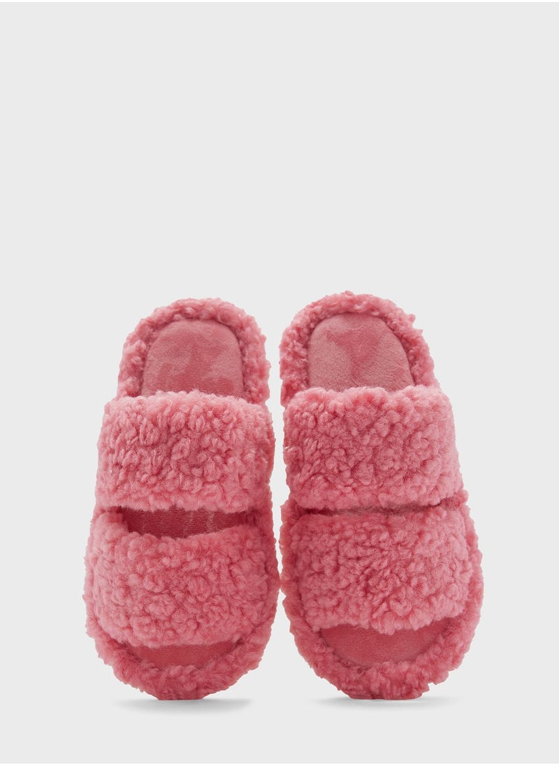 Ginger - Teddy Double Strap Ladies Slipper - Image 1
