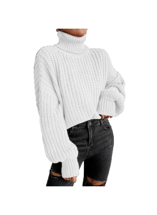 Popular Women's Clothing Fashionable Off-shoulder Long Sleeve Loose over Turtleneck Sweater Sweater Women's