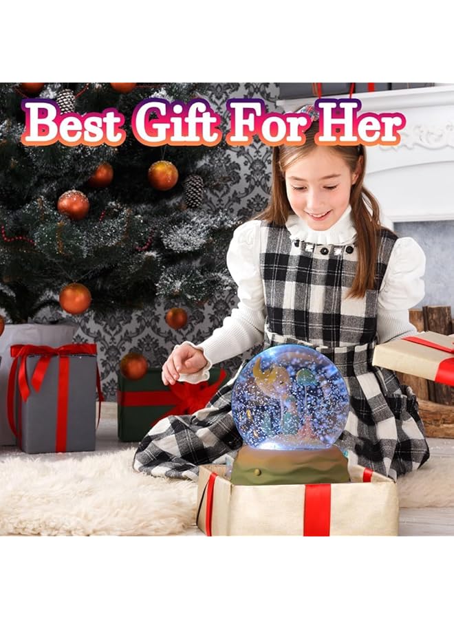 إيروريكس كرات الثلج المضيئة على شكل أميرة حورية البحر مع أضواء LED موسيقية ملونة، كرة بلورية صغيرة إبداعية لتزيين سطح الطاولة، كرات ثلجية كرتونية على شكل حورية البحر، ضوء ليلي للنساء والفتيات باللون الوردي - Image 2