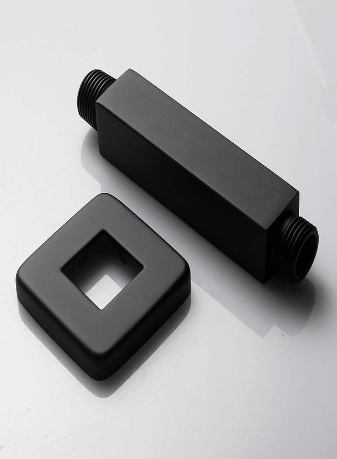 KATAIS Matte Black Shower Arm with Flange Square Stainless Steel Ceiling Mounted Shower Extension Arm Pipe for Rainfall Shower Head, 4 inch - Image 4