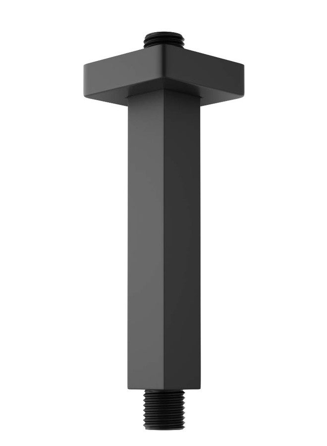 KATAIS Matte Black Shower Arm with Flange Square Stainless Steel Ceiling Mounted Shower Extension Arm Pipe for Rainfall Shower Head, 4 inch - Image 1