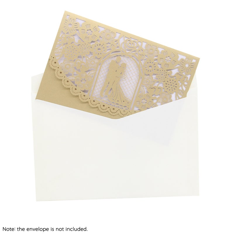 20pcs/set Wedding Invitation Card Cover Pearl Paper Cut Bridal Bridegroom Pattern Invitation Cards Wedding Anniversary Supplies--Gold - Image 2
