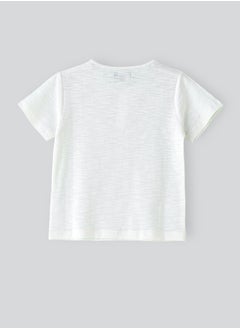 JAM Boys' White Slub Cotton Henley T-Shirt with Striped Pocket  - Image 2