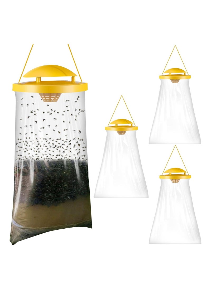 KASTWAVE Disposable Hanging Fly Trap Bag, 4 Pack Large Non-toxic Fly Traps Outdoor, Hanging Catcher Cage Net Fly Wasp Killer Insect Bug Killer, Great for Outdoor Garden, Farm, Horse Barn  - Image 1