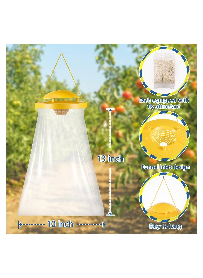 KASTWAVE Disposable Hanging Fly Trap Bag, 4 Pack Large Non-toxic Fly Traps Outdoor, Hanging Catcher Cage Net Fly Wasp Killer Insect Bug Killer, Great for Outdoor Garden, Farm, Horse Barn  - Image 2