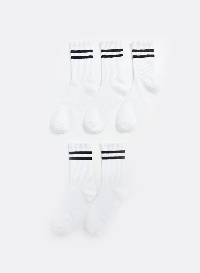 LC WAIKIKI Boys' Ankle Striped Cotton Socks 5 Pack - Image 1