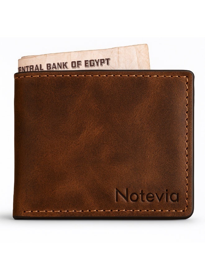 موتيفيا محفظة رجالي جلد طبيعي 100% طبقتين محفظة كروت ونقود محفظه للرجال من الجلد الطبيعي مع 5 جيوب داخلية محفظة صغيرة من Motevia - Image 1