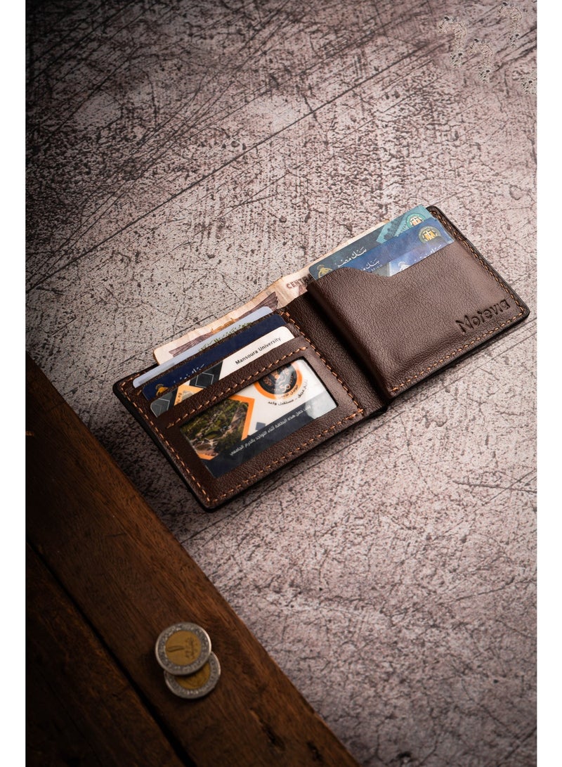 موتيفيا محفظة رجالي جلد طبيعي 100% طبقتين محفظة كروت ونقود محفظه للرجال من الجلد الطبيعي مع 5 جيوب داخلية محفظة صغيرة من Motevia - Image 3