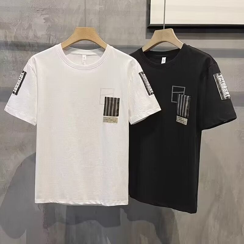 Summer Thin Short-Sleeved T-Shirt Men'S Korean-Style Slim-Fit Youth Casual White Summer Half-Sleeved Round Neck Base Shirt - Image 2