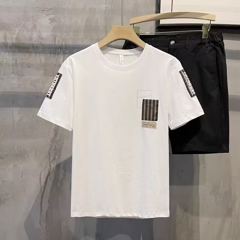 Summer Thin Short-Sleeved T-Shirt Men'S Korean-Style Slim-Fit Youth Casual White Summer Half-Sleeved Round Neck Base Shirt - Image 3