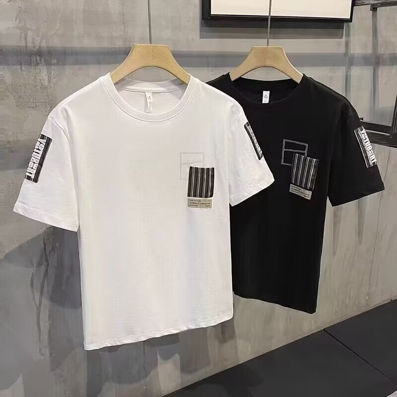 Summer Thin Short-Sleeved T-Shirt Men'S Korean-Style Slim-Fit Youth Casual White Summer Half-Sleeved Round Neck Base Shirt - Image 4