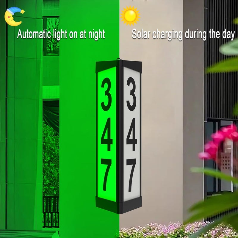 IVWVI 3 Side Solar Address Plaque, Lighted House Numbers for Outside, Waterproof RGBW Color Changing Remote Control, Led Illuminated Solar Address Sign with Stakes for Garden Street Home Yard - Image 4