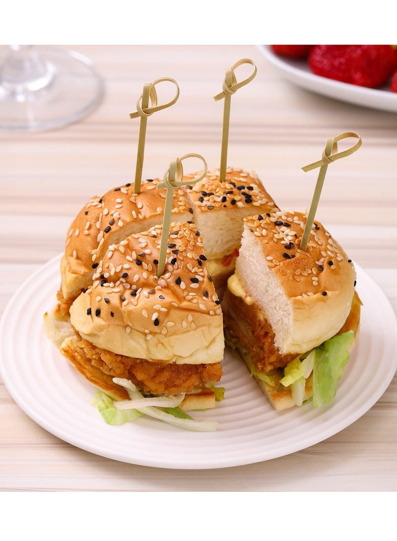 Hoasis 100 Pcs Bamboo Fruit Sticks, Wooden Toothpicks for Appetizers, Natural Bamboo Knot Skewers, Mini Food Sticks, Fancy Tooth Picks for Drinks, Fruit, Charcuterie - Image 4