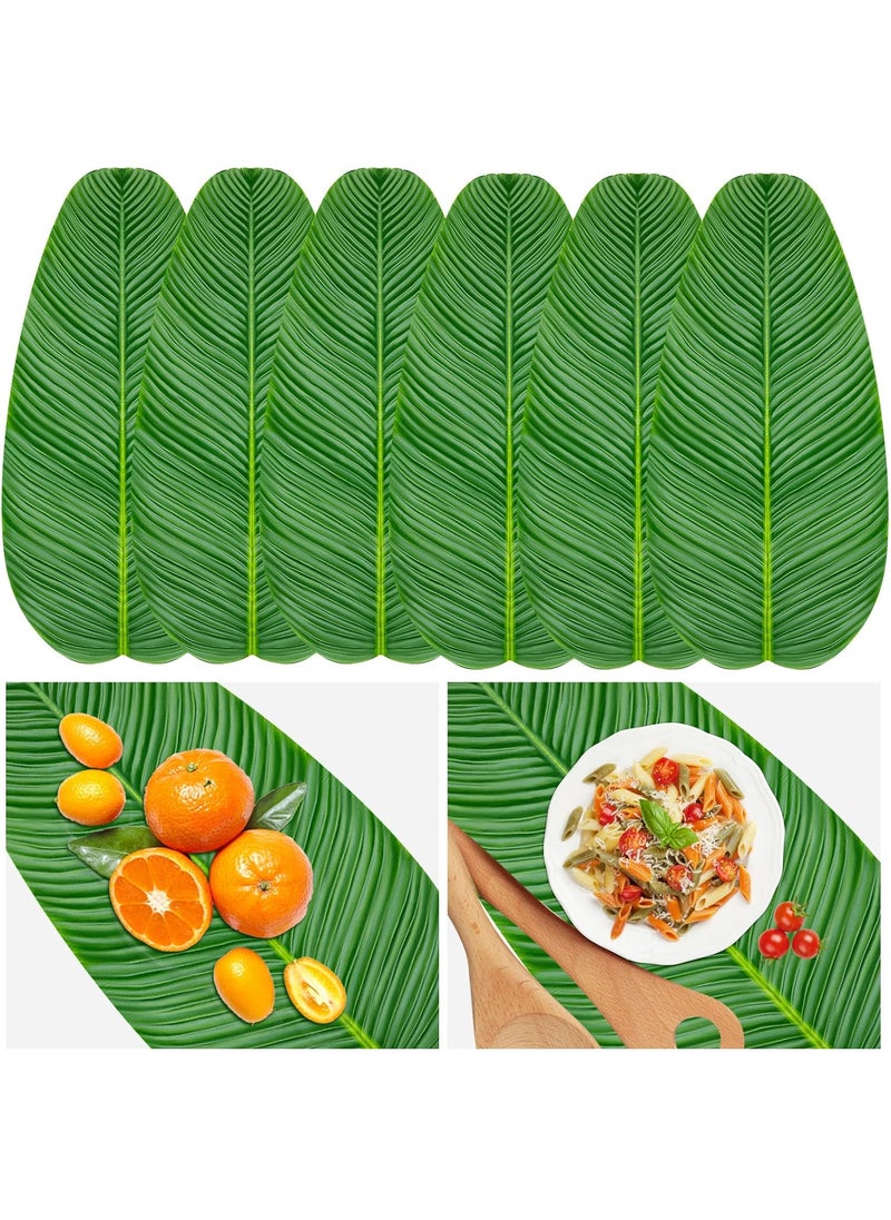 Jexine Jexine 8 Pcs Tropical Artificial Banana Leaves Large Faux Tropical Leaves Hawaiian Luau Banana Leaf Plates Pisang Foliage for Cooking Party Table Decoration  - Image 1