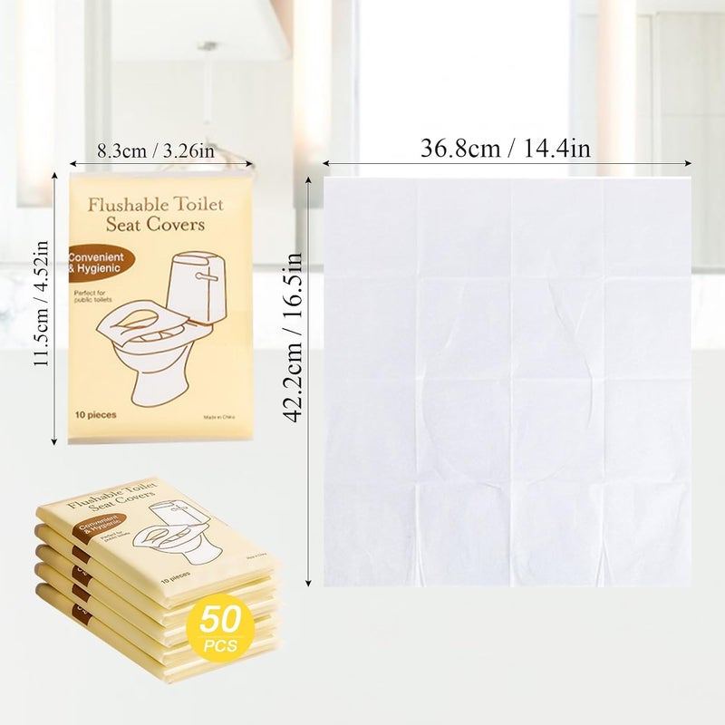 KASTWAVE 50PCS Toilet Seat Covers Flushable, Travel Essentials for Public Restrooms, Airplane, Camping Convenient Paper Covers, Toilets for Adults and Toddlers & Kids - Image 4