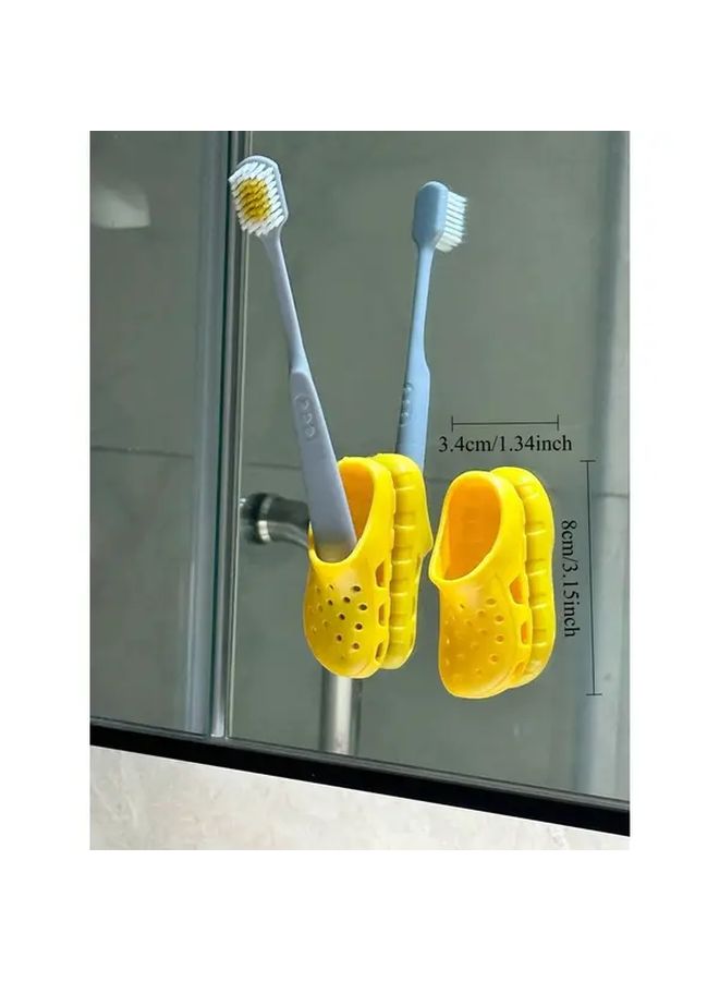 2 Pieces Mini Slippers and Toothbrush Storage Box No Drill Suction Cup Organizer - Image 5