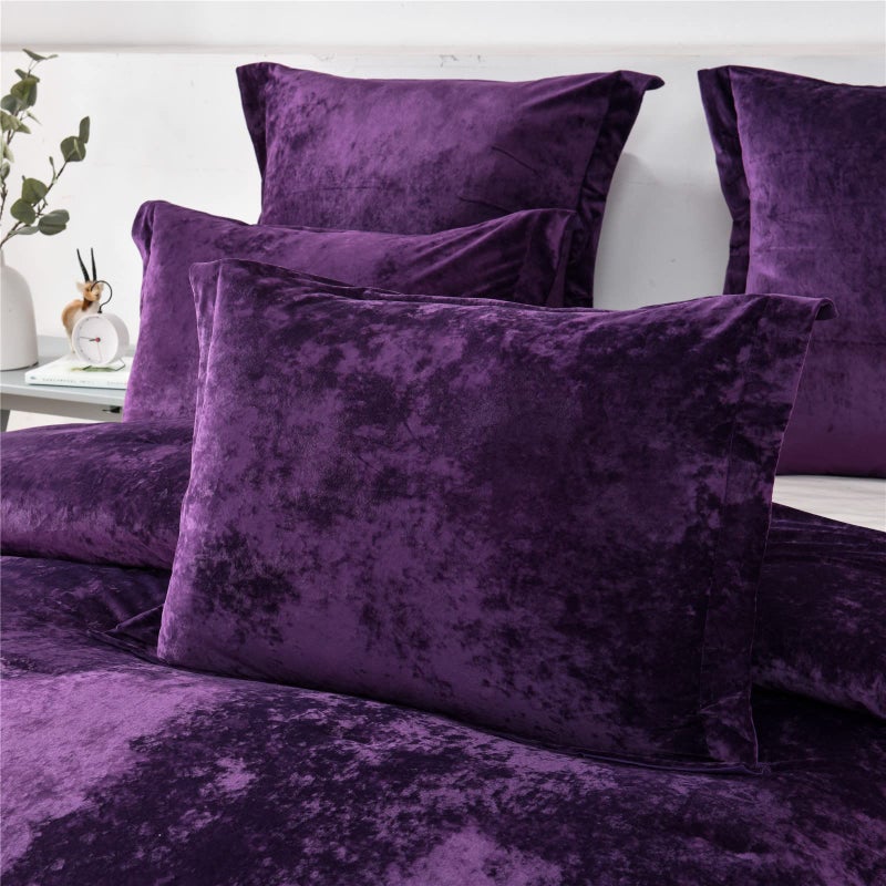 Sunshine Nicole Distressed Velvet Comforter Set, Distressed Velvet Face and Brushed Solid Microfiber Reverse, with Light Weight Soft Poly Fill, 5 Pieces Purple, Queen - Image 3