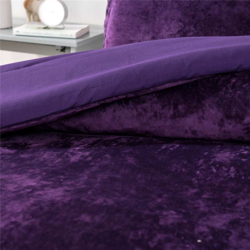Sunshine Nicole Distressed Velvet Comforter Set, Distressed Velvet Face and Brushed Solid Microfiber Reverse, with Light Weight Soft Poly Fill, 5 Pieces Purple, Queen - Image 5