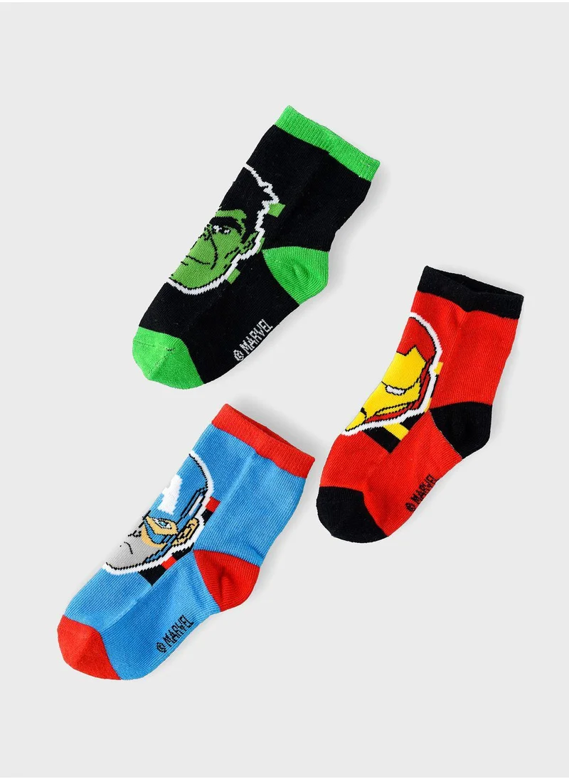 MARVEL Kids 3 Pack Avengers Crew Socks