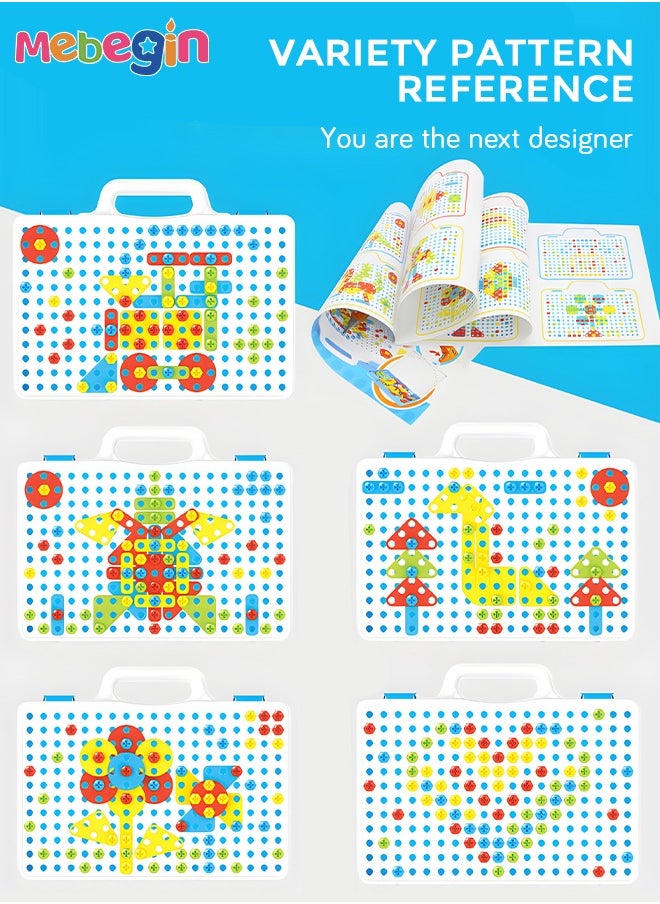 MEBEGIN - 237 PCS 3D Pegboard Set with Storage Box, Fun Puzzle Toy, Educational Colourful Jigsaw Puzzle, Creative DIY Mosaic Toys, Made of High-quality Eco-friendly ABS Plastic, Ideal Gift for Kids Aged 3+ - Image 1