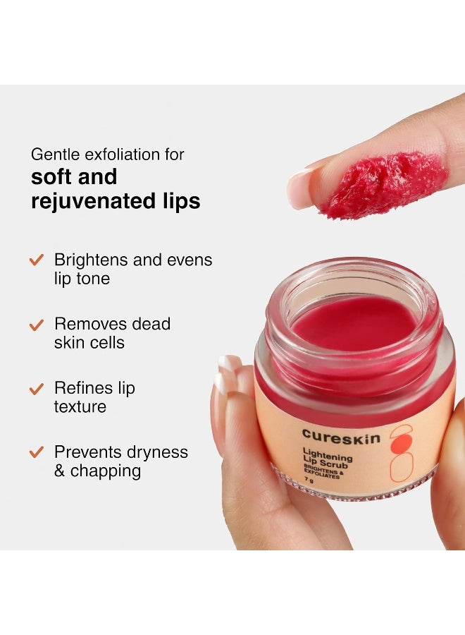 Cureskin مقشر شفاه مبيض للرجال والنساء، يقشر ويضيء مع مسحوق قشر الجوز، الشمندر وسكوالان، مقشر شفاه للشفاه الداكنة لتفتيحها إلى اللون الوردي - Image 2