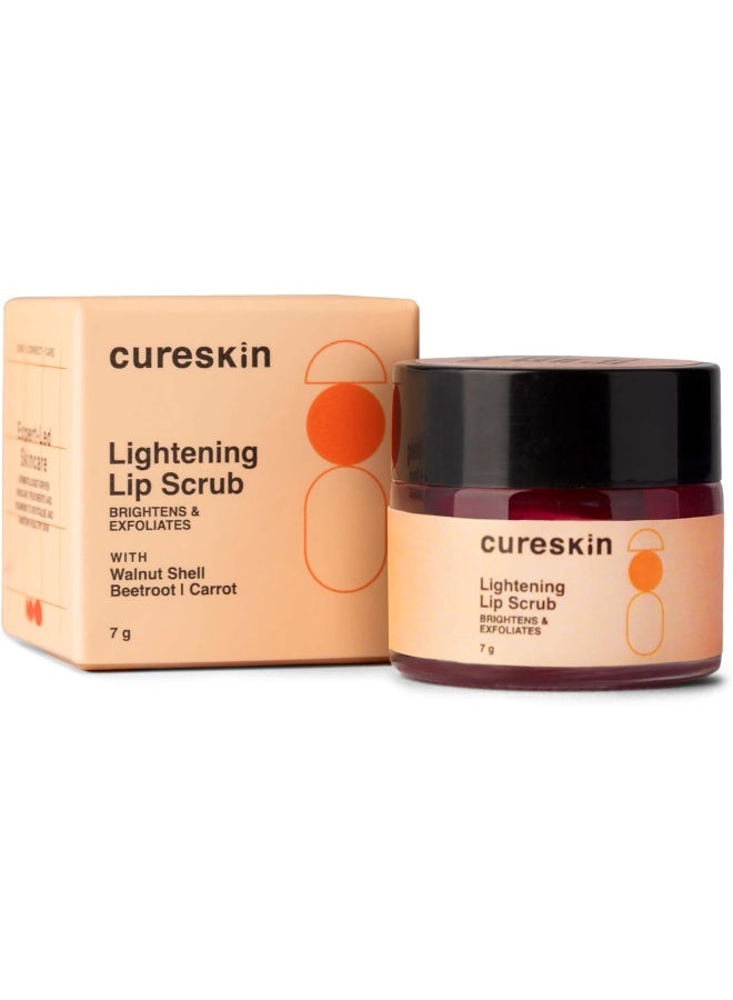 Cureskin مقشر شفاه مبيض للرجال والنساء، يقشر ويضيء مع مسحوق قشر الجوز، الشمندر وسكوالان، مقشر شفاه للشفاه الداكنة لتفتيحها إلى اللون الوردي - Image 1