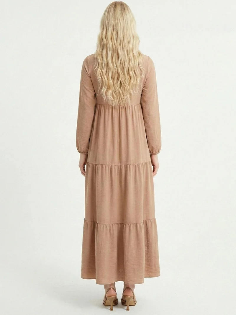 Big Dart Camel Brown BDART Maxi Dress with Bow Detail for Women | Best Price UAE